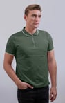 Men’s Regular Fit Tipped Quarter Zip Polo Shirt | Enorsia