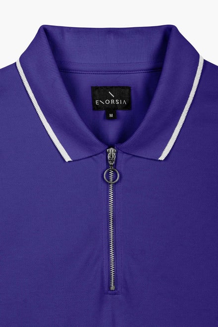 Men’s Regular Fit Tipped Quarter Zip Polo Shirt | Enorsia