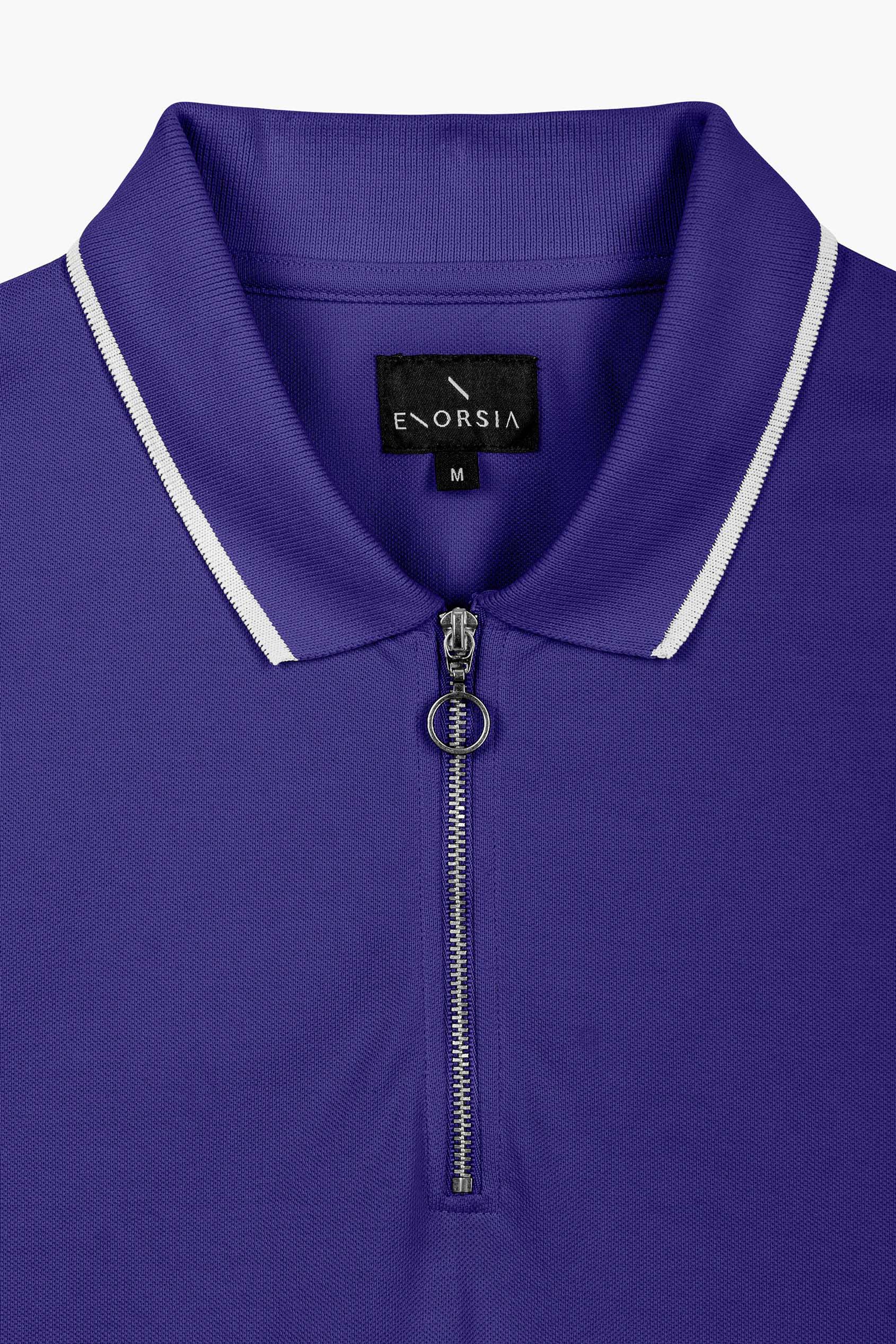 Men’s Regular Fit Tipped Quarter Zip Polo Shirt | Enorsia