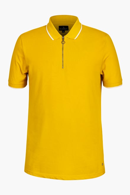 Men’s Regular Fit Tipped Quarter Zip Polo Shirt | Enorsia