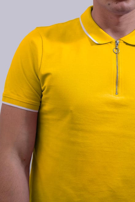 Men’s Regular Fit Tipped Quarter Zip Polo Shirt | Enorsia