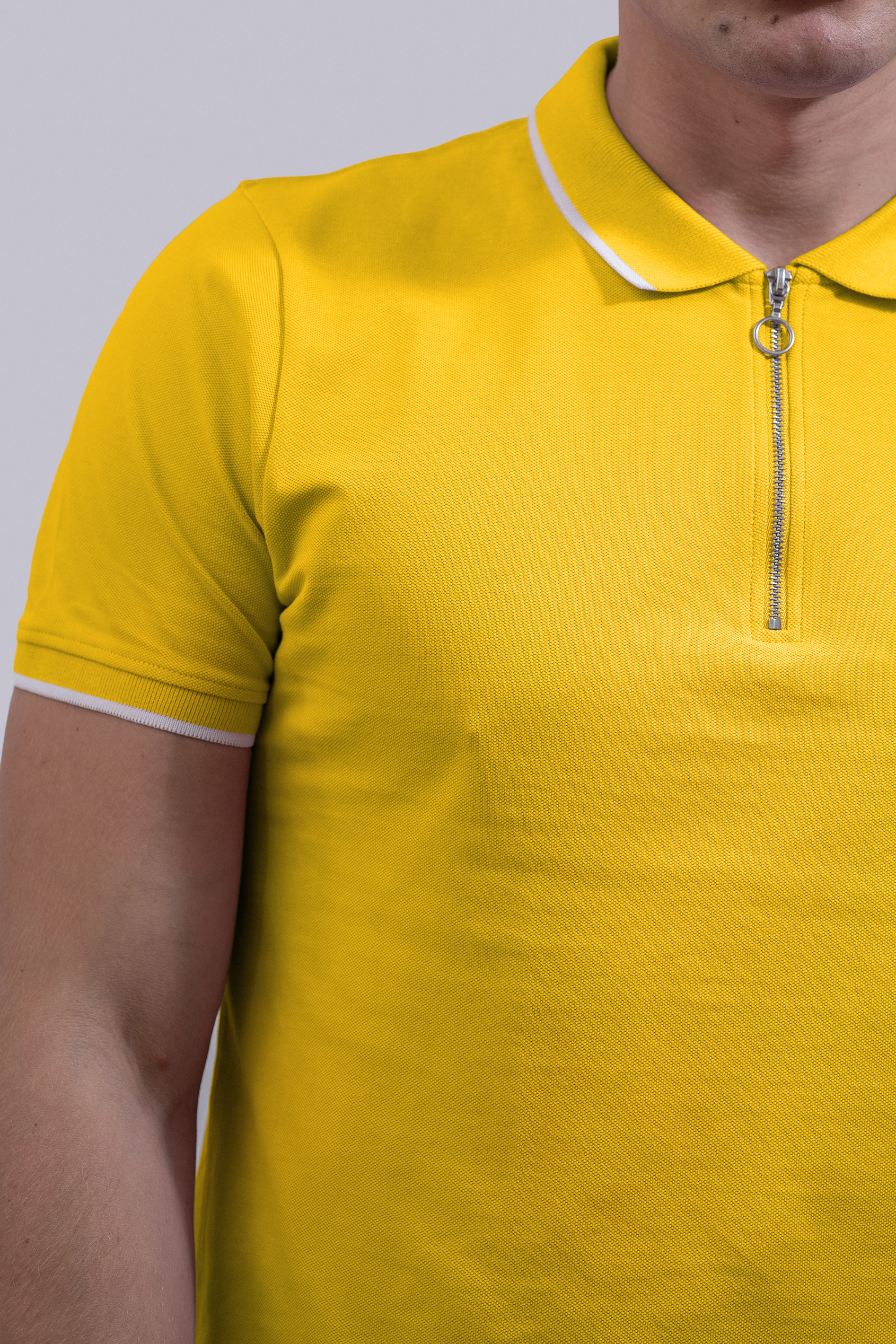 Men’s Regular Fit Tipped Quarter Zip Polo Shirt | Enorsia