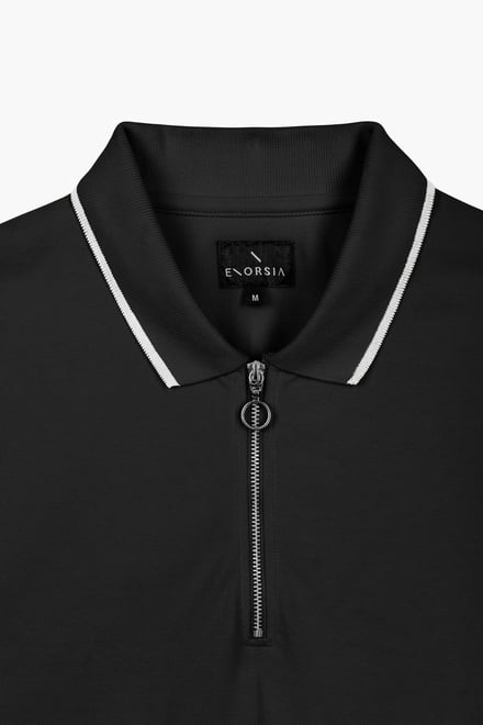 Men’s Regular Fit Tipped Quarter Zip Polo Shirt | Enorsia