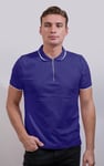 Men’s Regular Fit Tipped Quarter Zip Polo Shirt | Enorsia