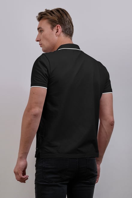 Men’s Regular Fit Tipped Quarter Zip Polo Shirt | Enorsia