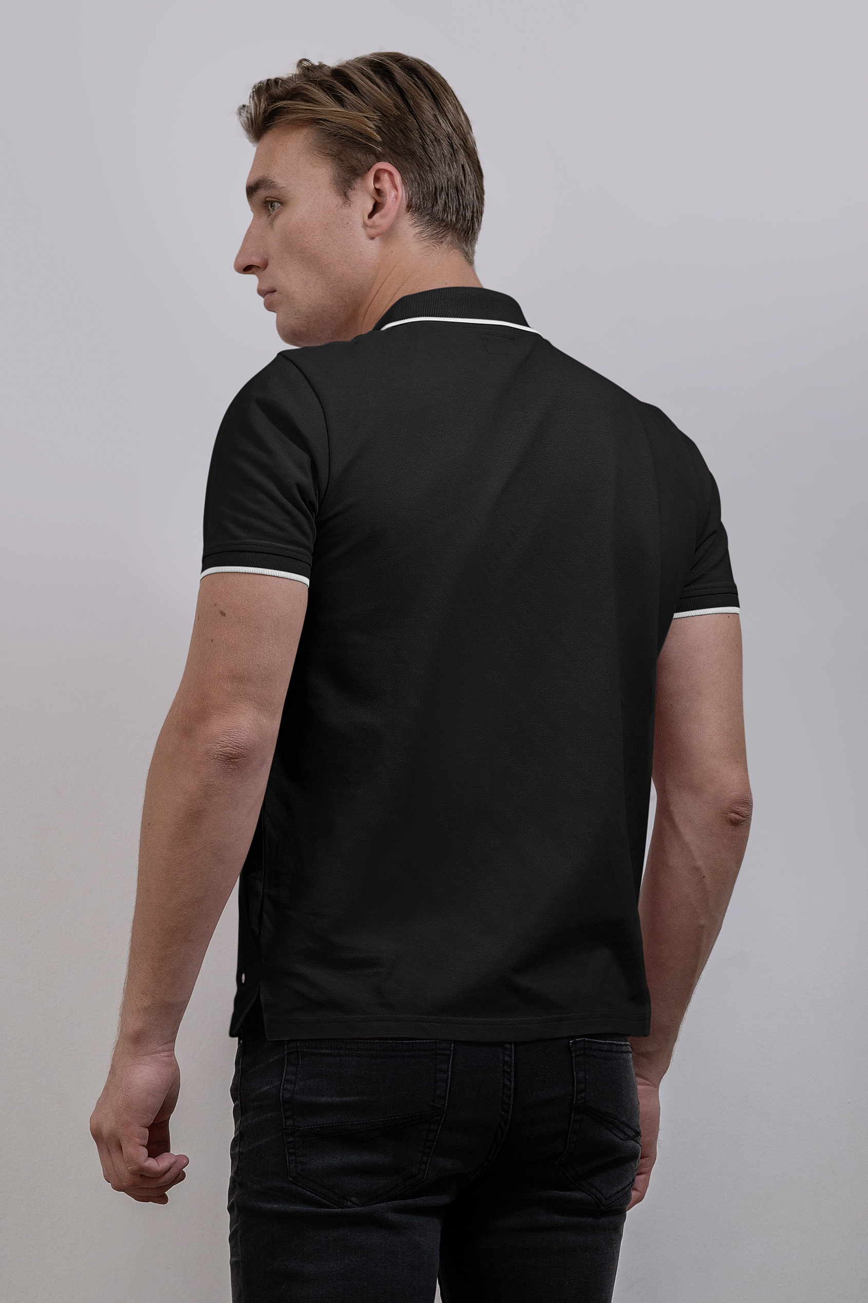 Men’s Regular Fit Tipped Quarter Zip Polo Shirt | Enorsia