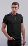 Men’s Regular Fit Tipped Quarter Zip Polo Shirt | Enorsia