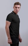 Men’s Regular Fit Tipped Quarter Zip Polo Shirt | Enorsia