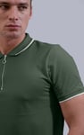 Men’s Regular Fit Tipped Quarter Zip Polo Shirt | Enorsia