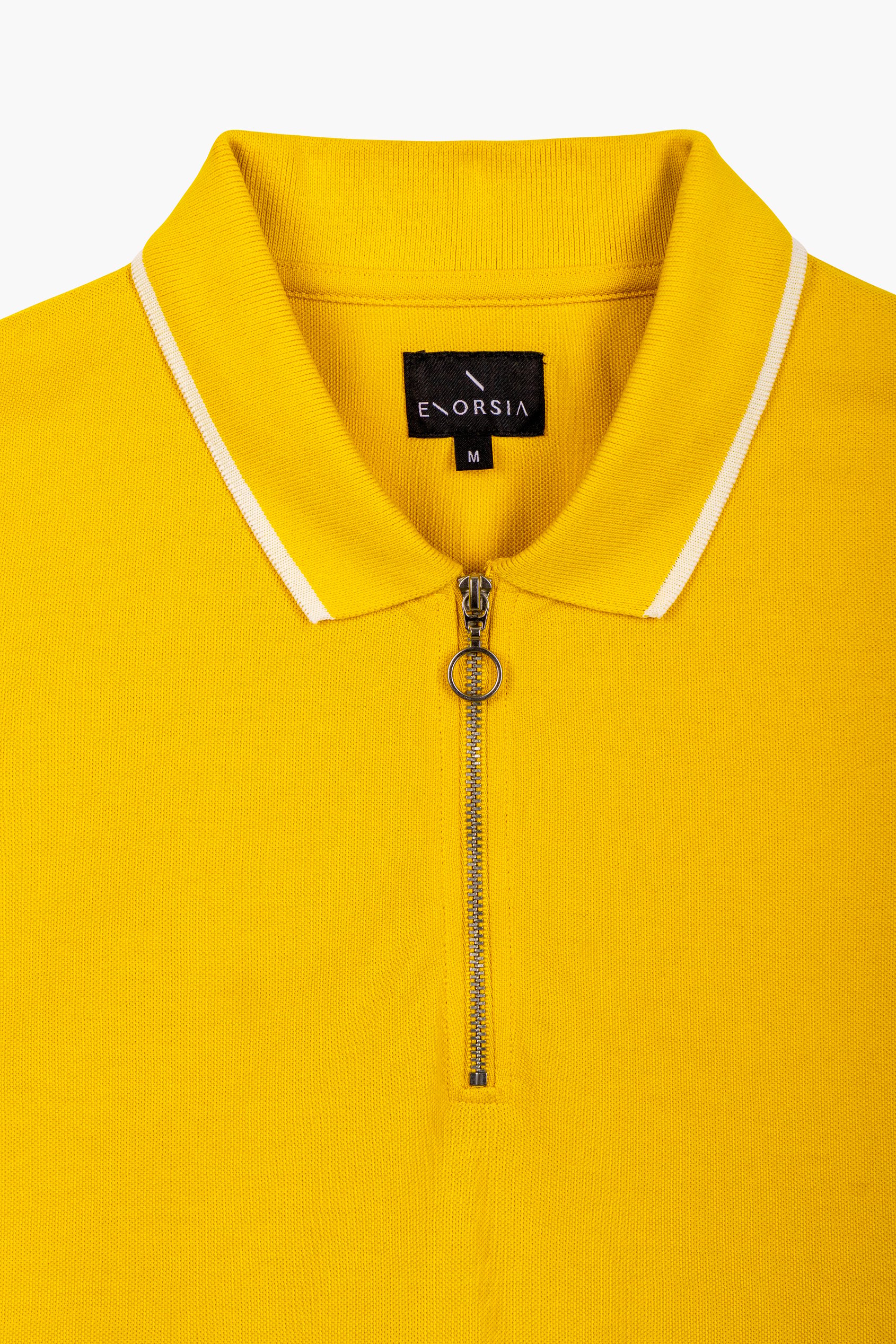Men’s Regular Fit Tipped Quarter Zip Polo Shirt | Enorsia