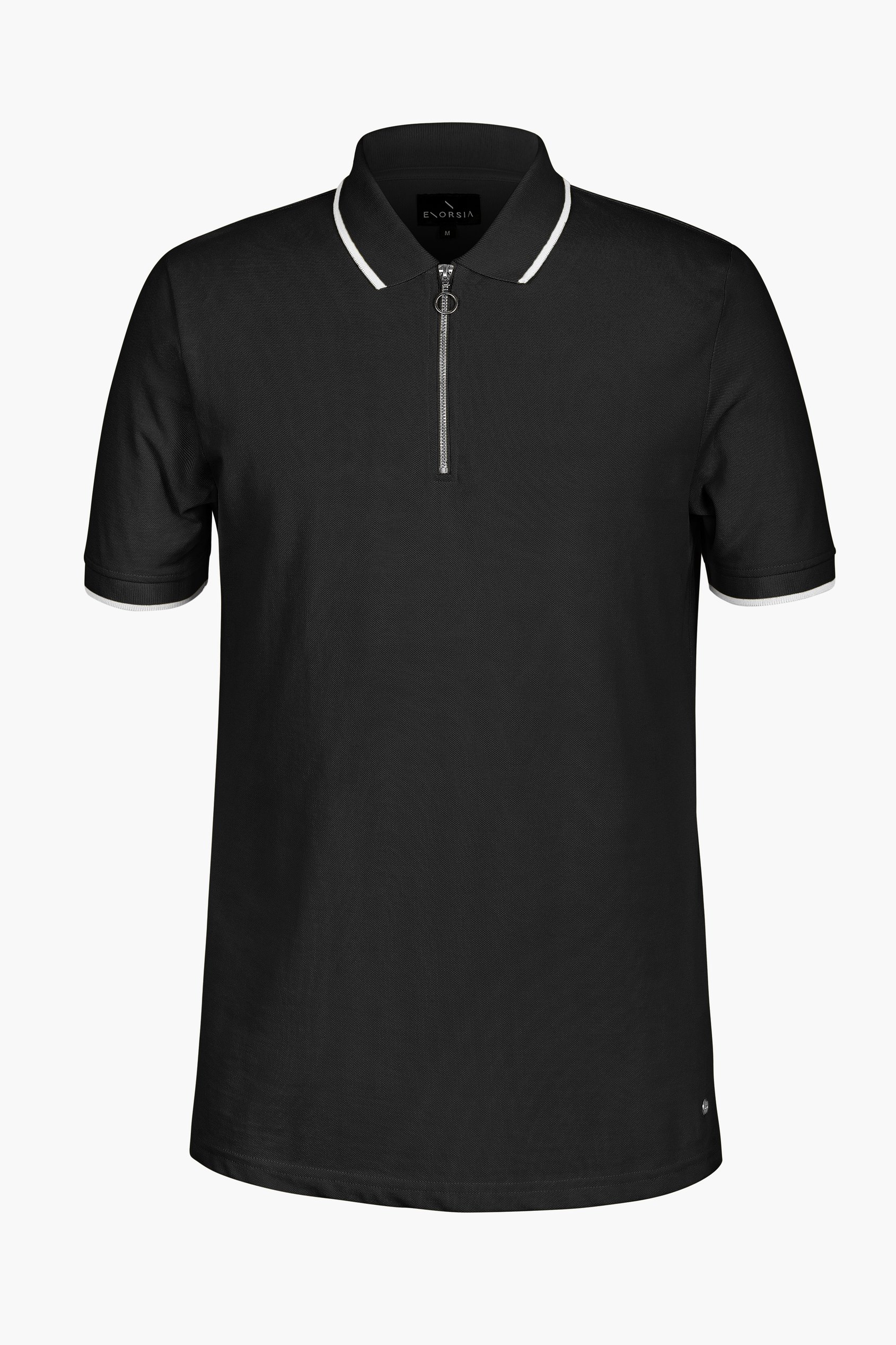 Men’s Regular Fit Tipped Quarter Zip Polo Shirt | Enorsia