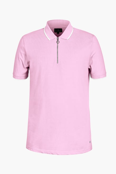 Men’s Regular Fit Tipped Quarter Zip Polo Shirt | Enorsia