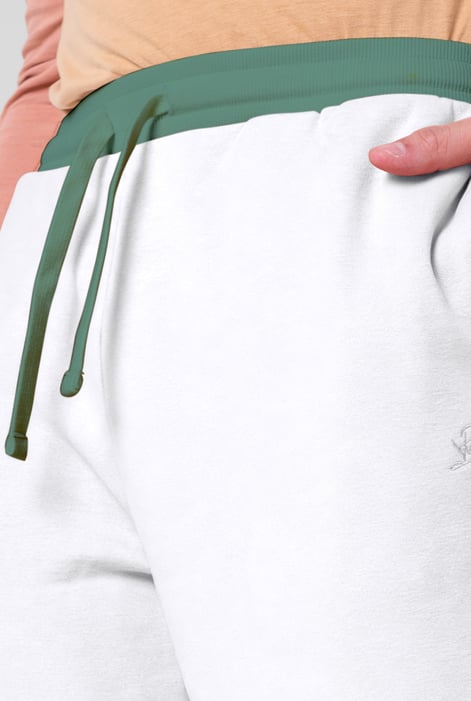 Mens White Colour Block Jogger