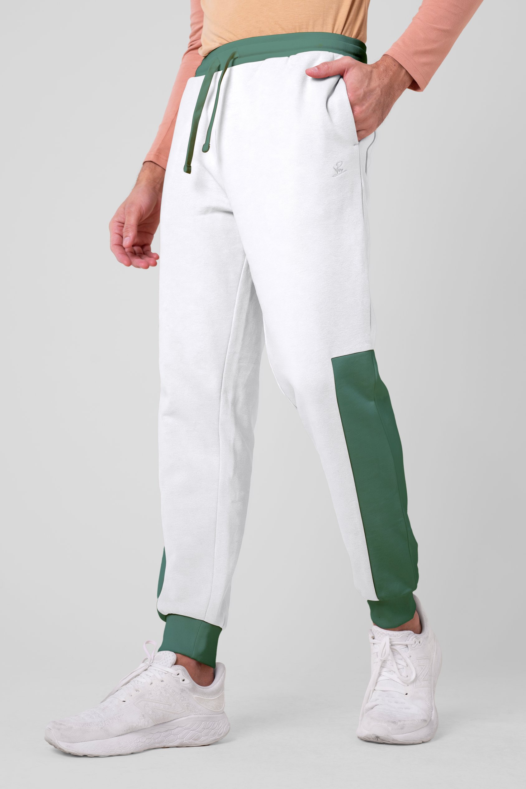 Enorsia Men's White Colour Block Jogger - Uk Xl