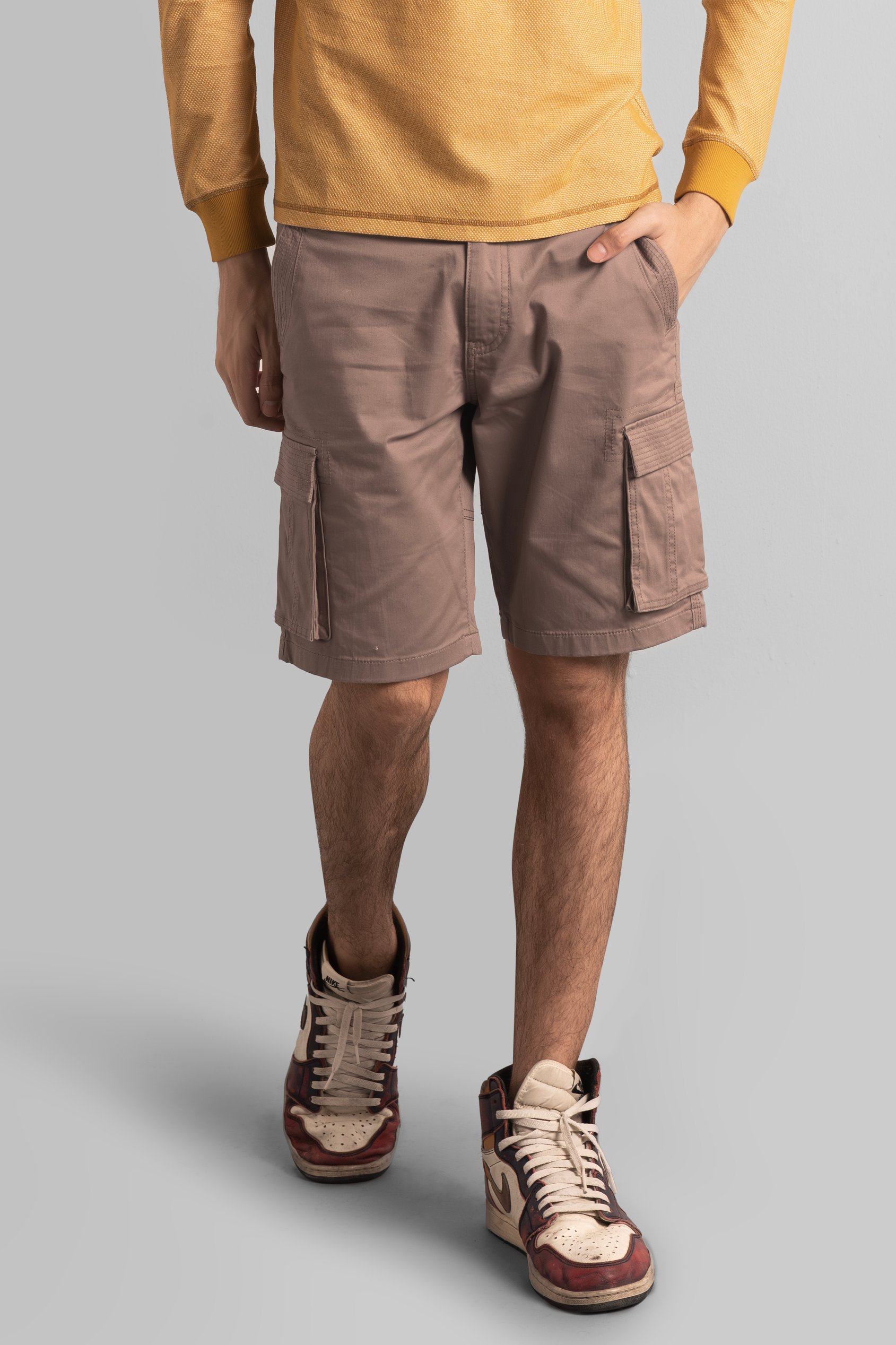 Enorsia Men's Brown Cargo Utility Shorts - Uk 38