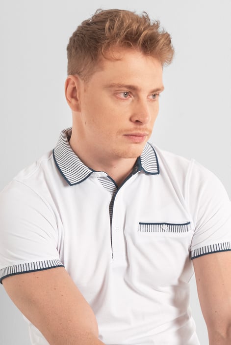 Men's White Bird Eye Collar Polo Shirt