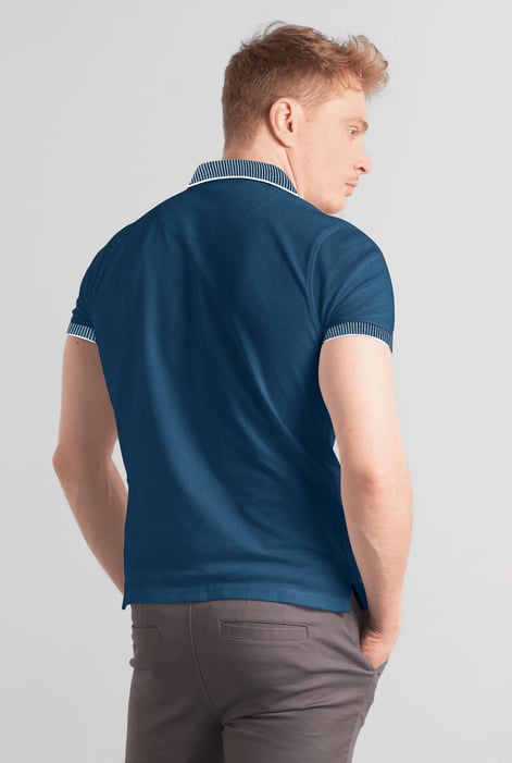 Men's Green Bird Eye Collar Polo Shirt