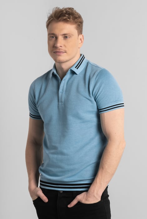 Cream Design Pique Polo With Rib Detailing