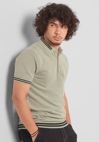 Design Pique Polo With Rib Detailing