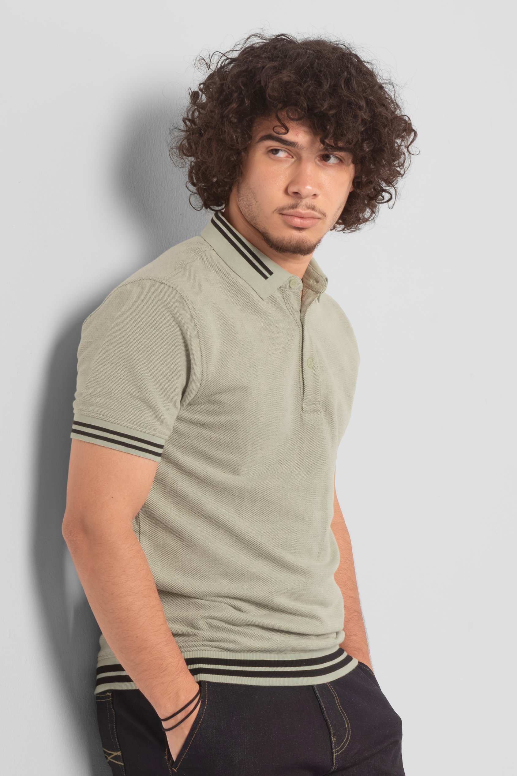 Enorsia Men's Cream Design Pique Polo With Rib Detailing - Uk Xl
