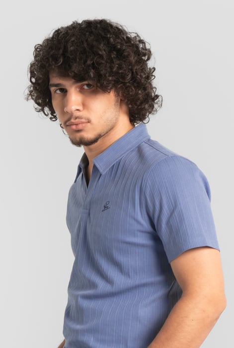 Sky Rib Textured Men’s Polo Shirt