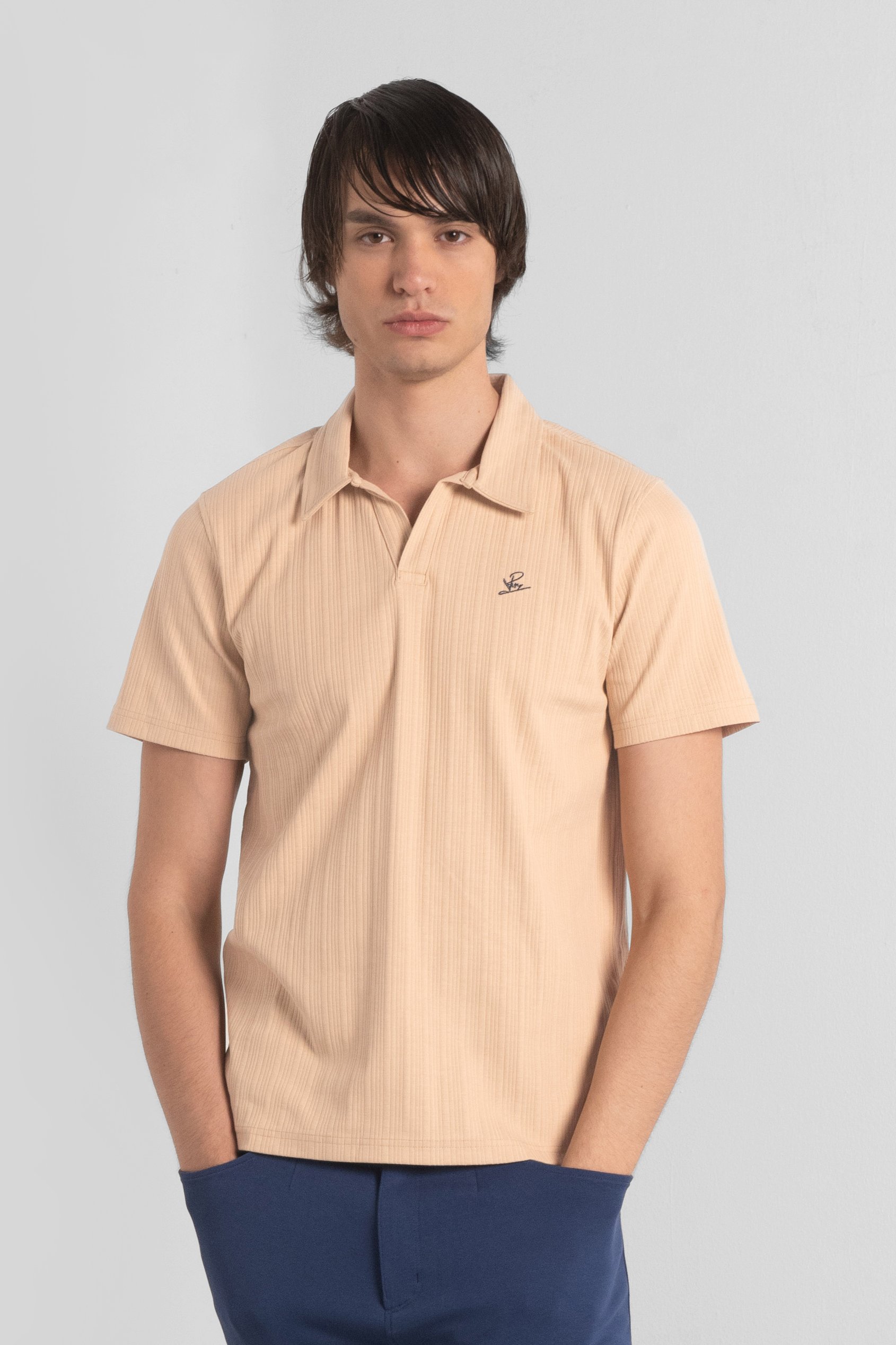 Enorsia Men's Cream Rib Textured ’S Polo Shirt - Uk Xxl