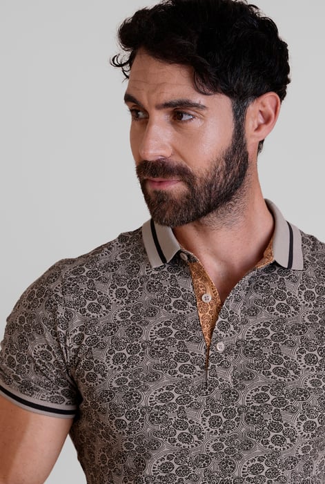 Grey Turtle Shell Inspired Short Sleeves Polo Shirt