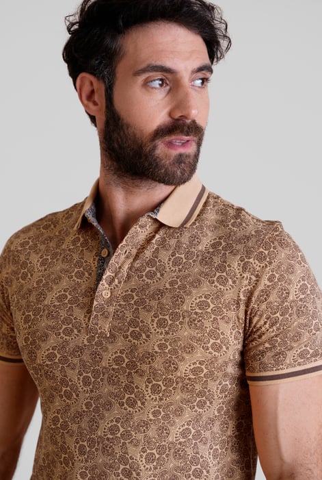 Brown Turtle Shell Inspired Short Sleeves Polo Shirt