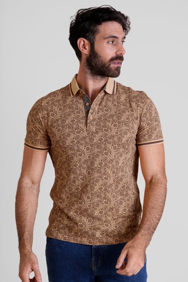 Men’s Brown Printed Polo Shirt | Enorsia
