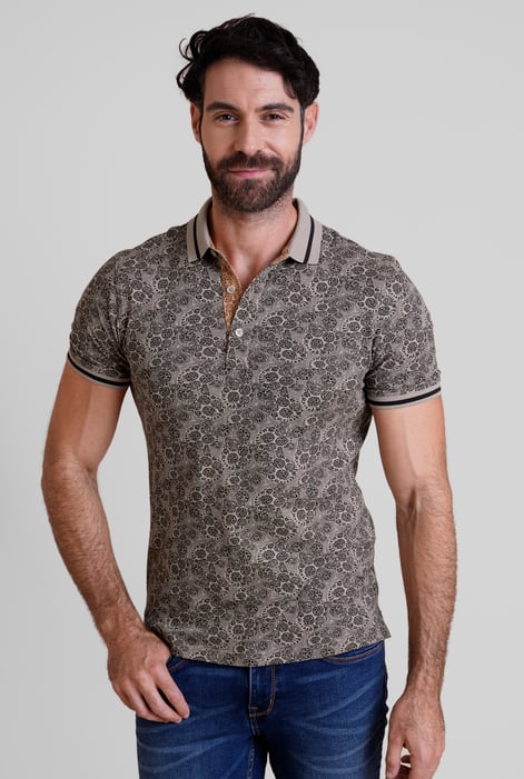 Brown Turtle Shell Inspired Short Sleeves Polo Shirt