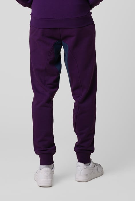 Mens Purple Fleece Joggers With Contrast Panels