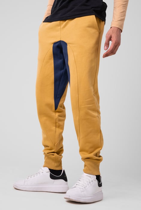 Mens Blue Fleece Joggers With Contrast Panels