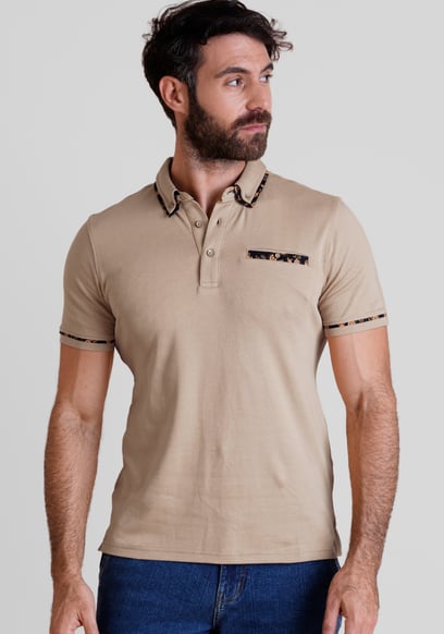 Contrast Double layer collar  Short Sleeves Polo Shirt
