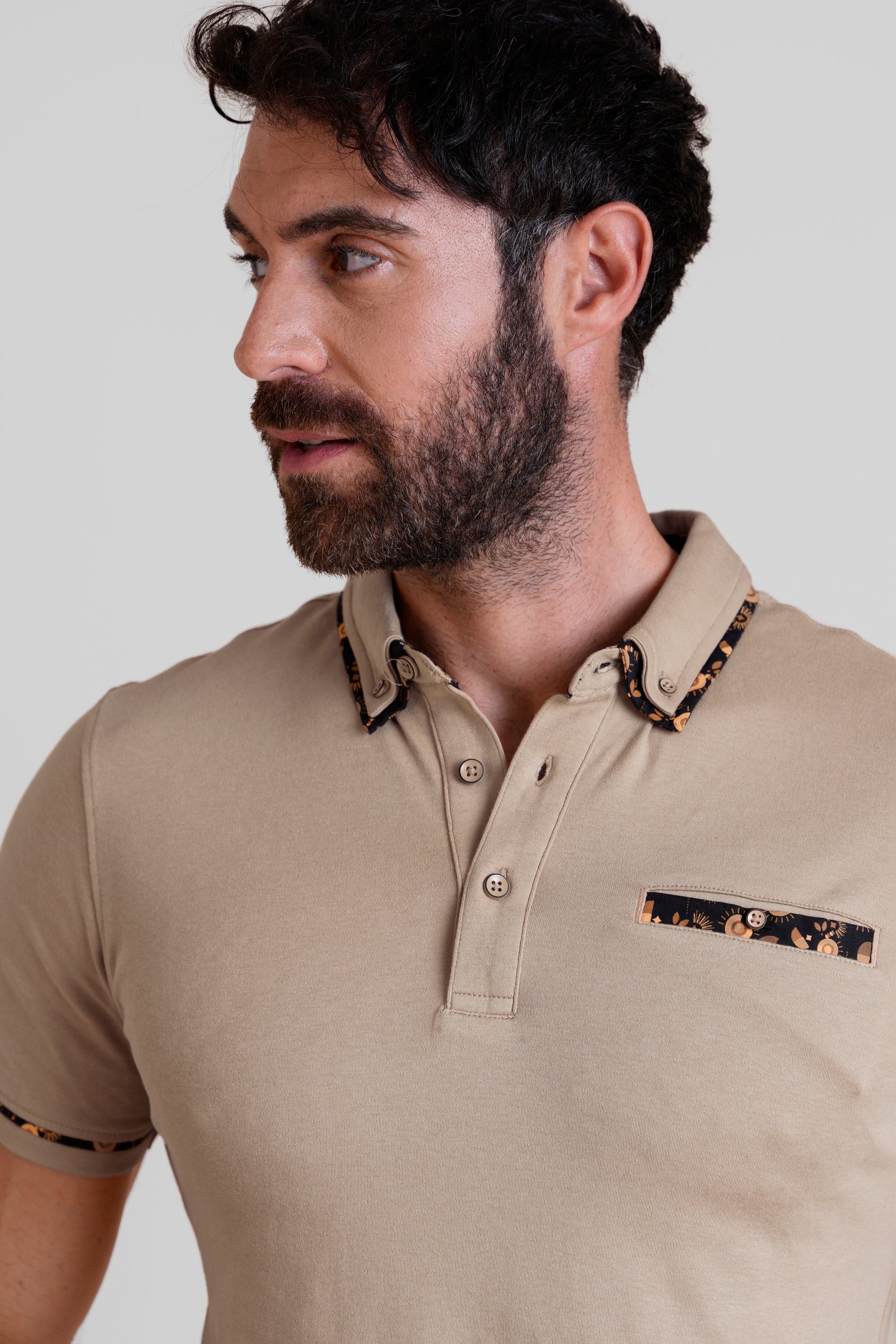 Contrast Double layer collar  Short Sleeves Polo Shirt