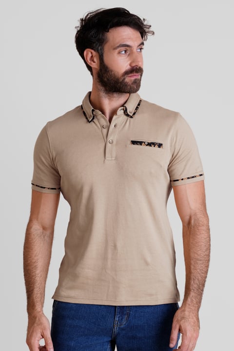 Contrast Double layer collar Short Sleeves Polo Shirt