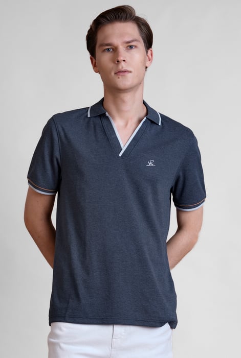 Beige V-Neck Classic Polo Shirt