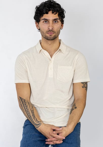Linen Blended Solid Short Sleeve Polo Shirt's