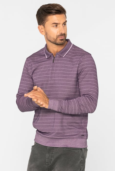 Green Half Zip Long Sleeve Polo Shirt