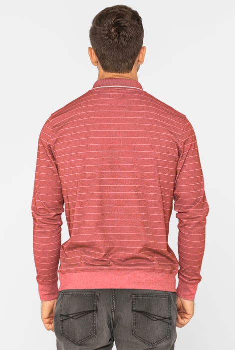 Red Half Zip Long Sleeve Polo Shirt