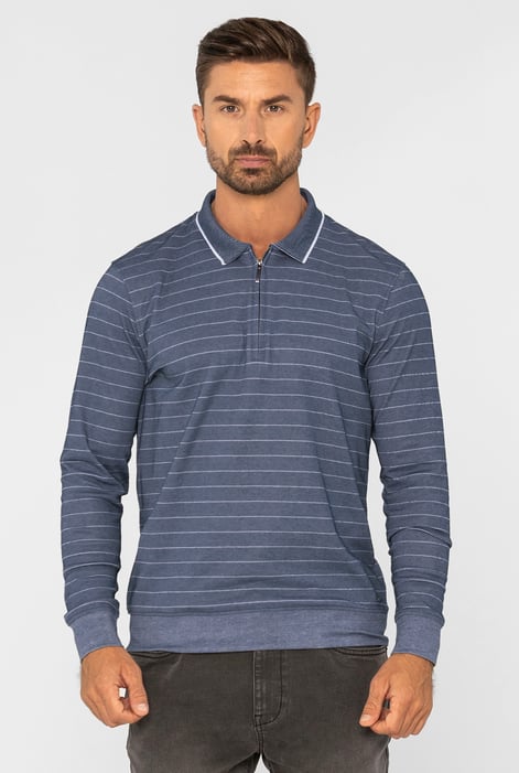Green Half Zip Long Sleeve Polo Shirt