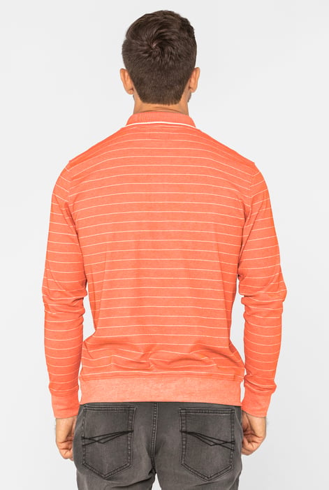 Orange Half Zip Long Sleeve Polo Shirt