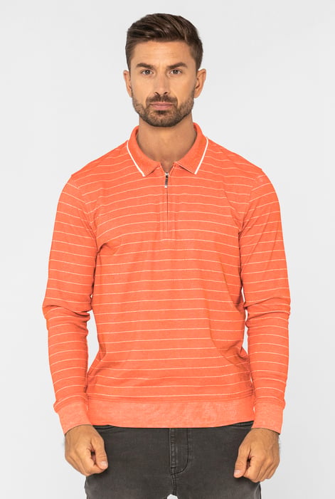 Green Half Zip Long Sleeve Polo Shirt