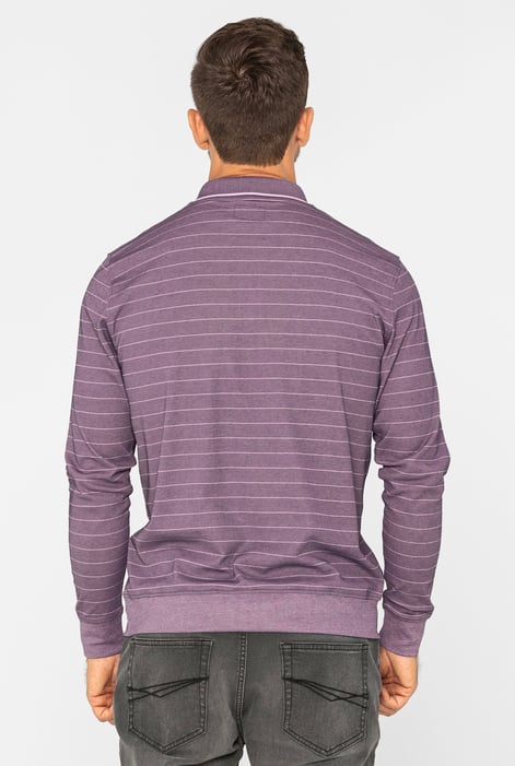 Brown Half Zip Long Sleeve Polo Shirt