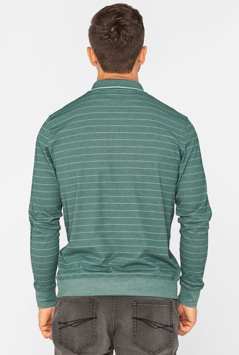 Green Half Zip Long Sleeve Polo Shirt
