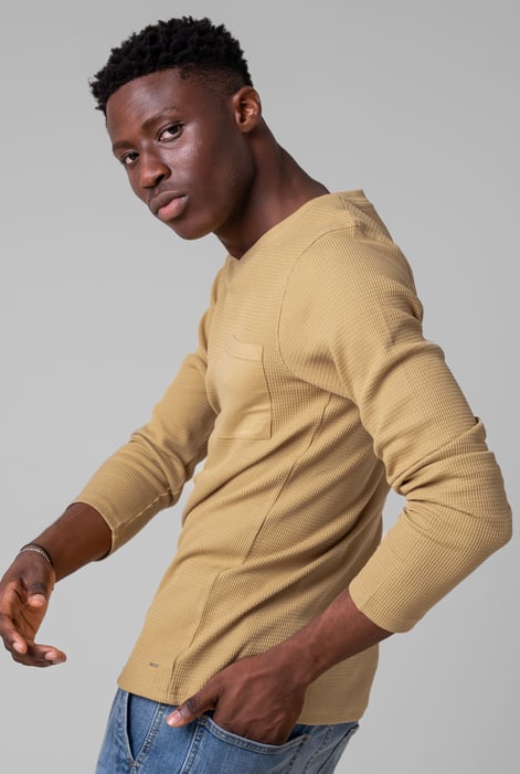 Yellow Long Sleeve Waffle T-Shirt