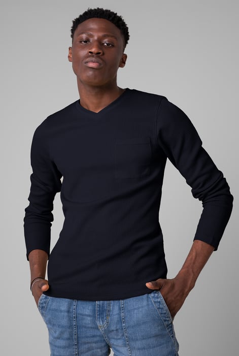 Grey Long Sleeve Waffle T-Shirt