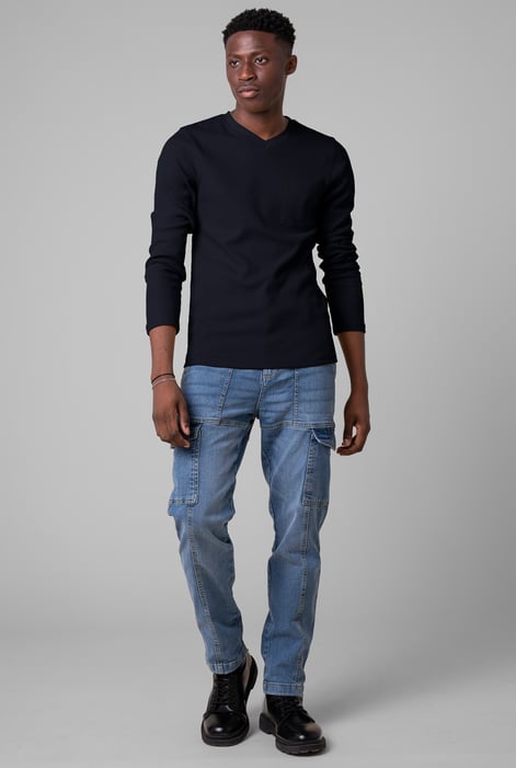 Black Long Sleeve Waffle T-Shirt