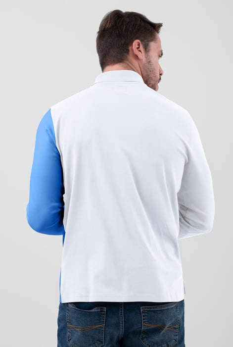 White Colour Block Polo Shirt