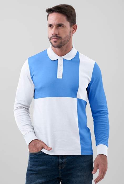 White Colour Block Polo Shirt