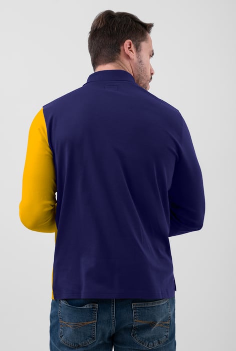 Navy Colour Block Polo Shirt